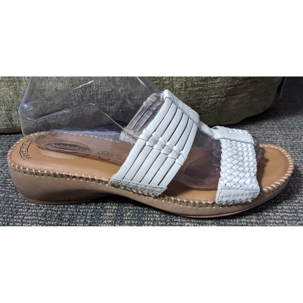 Dr. Scholl's Sandal Women's 8.5 White Woven Leather Upper Bette Air Pillow Slide - Picture 2 of 6